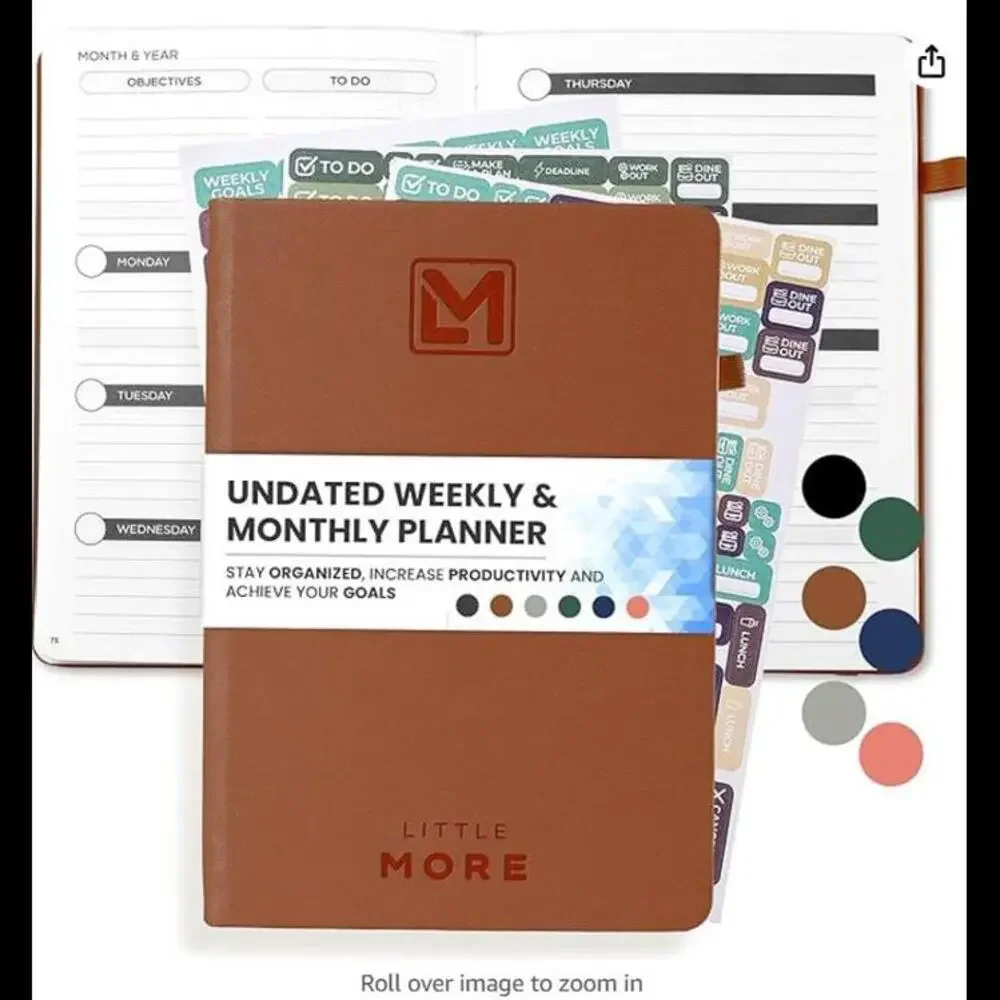 UNDATED Weekly Planner with Planner Stickers - A5 (5.8”x8.3